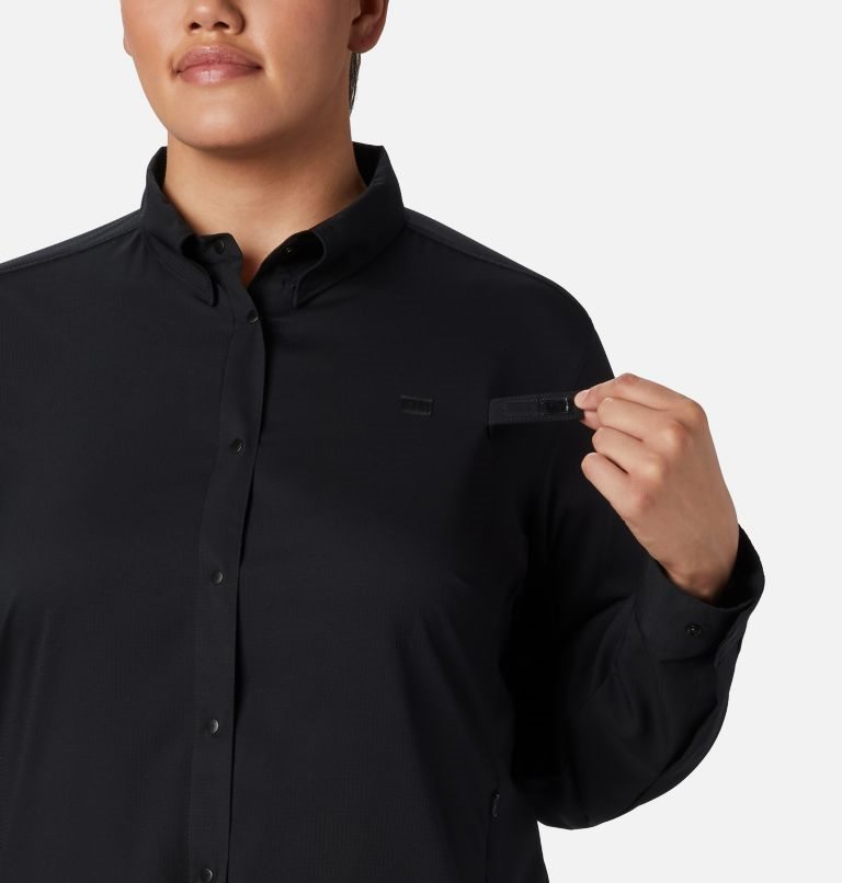 Women's Columbia PFG Tamiami II Long Sleeve Shirts Black | Plus Size CA-Q1A40